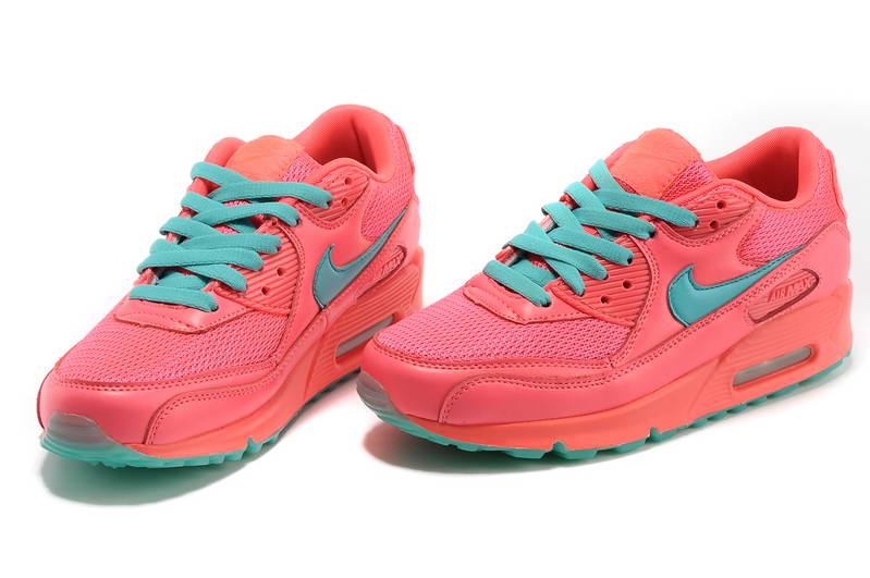 Nike Air Max 90 Mens et femmes arc chaussures rose bleu (1)
